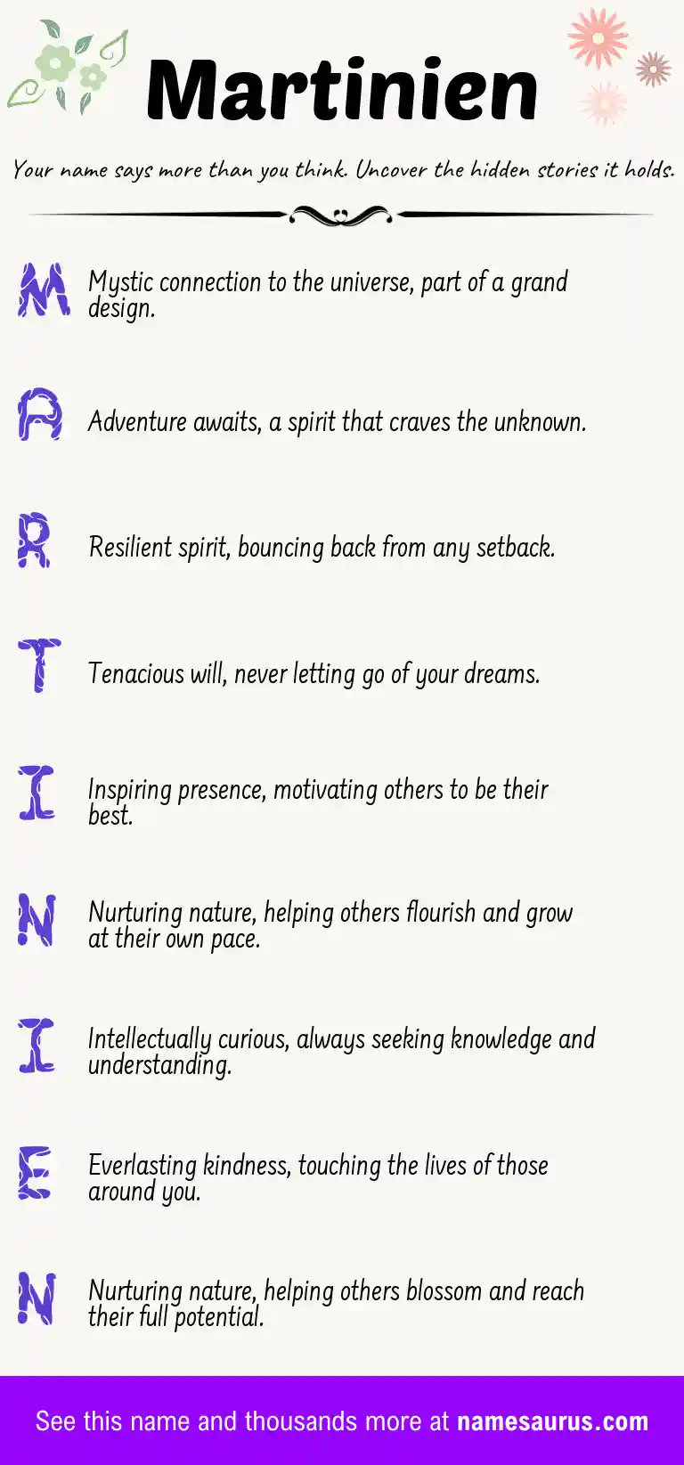 Acrostic poem about Martinien.