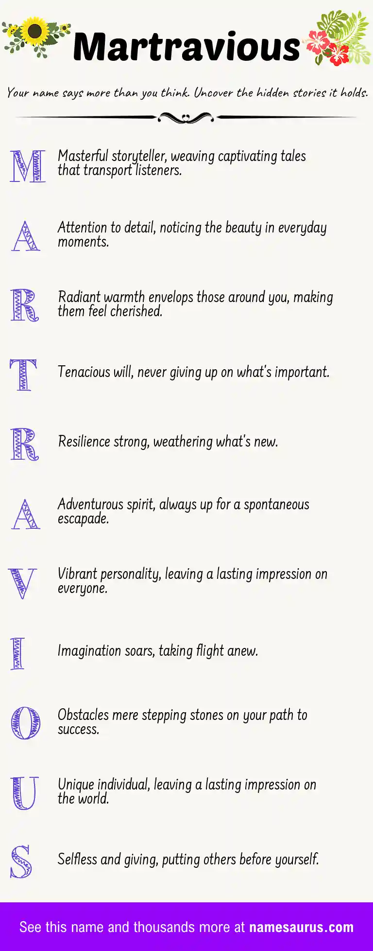 Acrostic poem about Martravious.