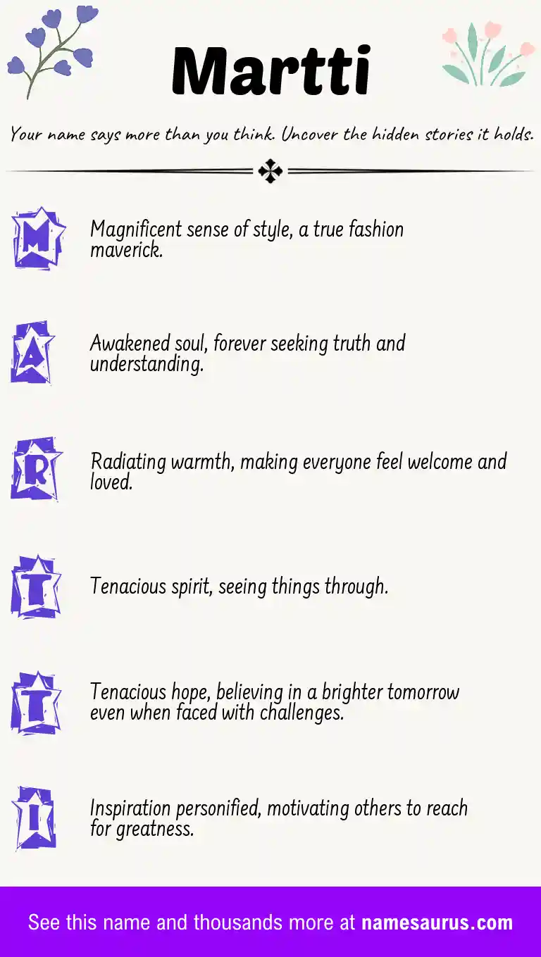 Acrostic poem about Martti.