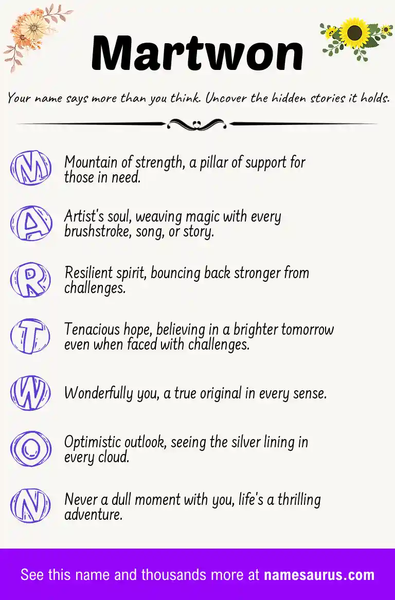 Acrostic poem about Martwon.