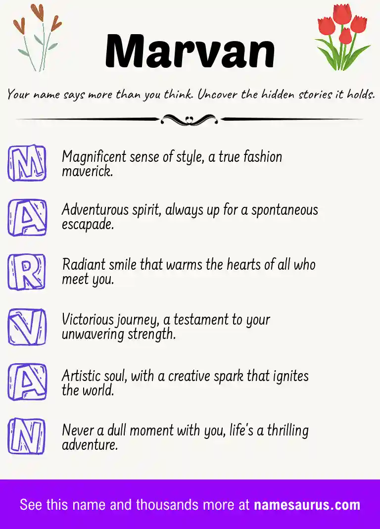 Acrostic poem about Marvan.