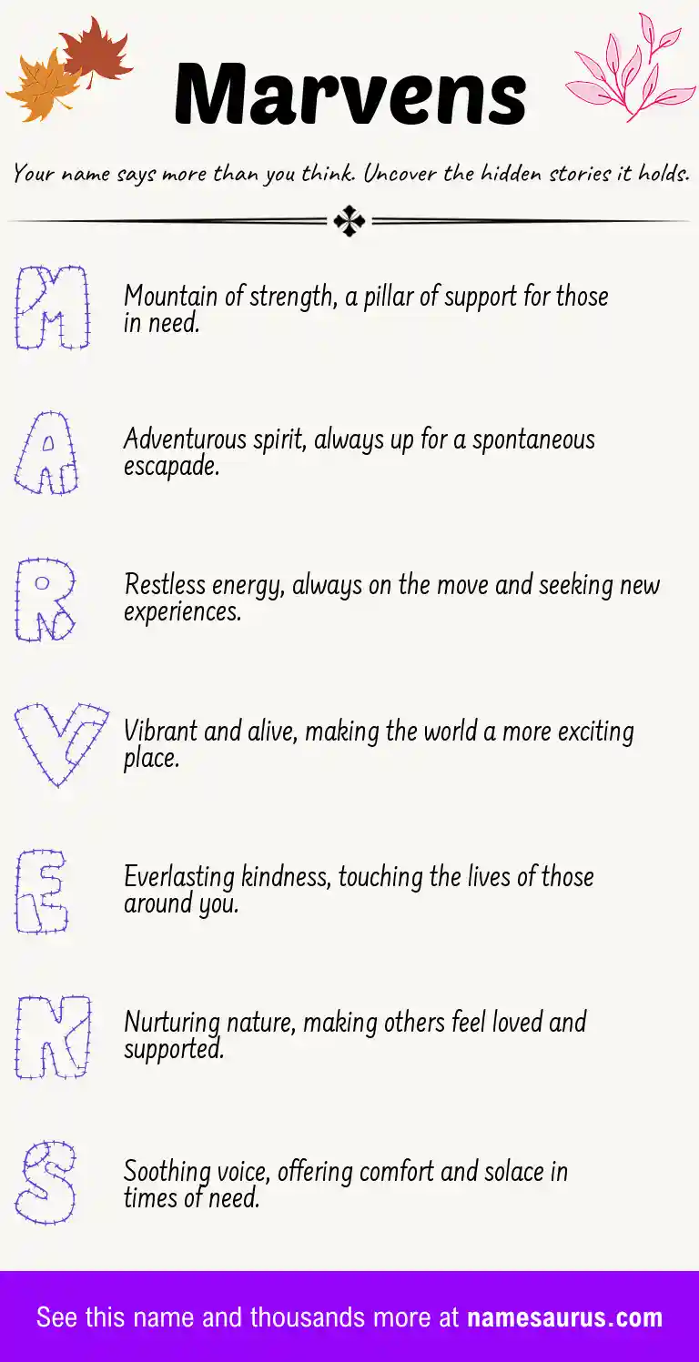 Acrostic poem about Marvens.
