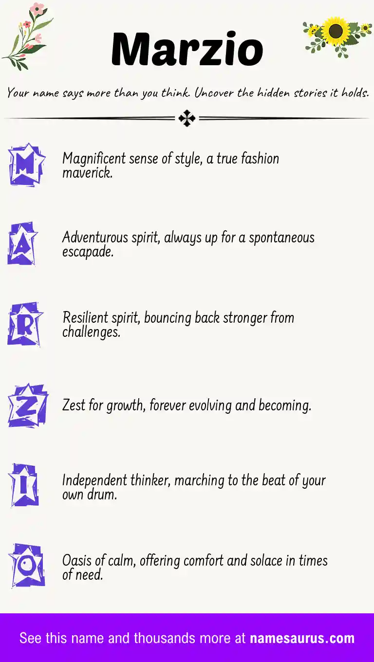 Acrostic poem about Marzio.
