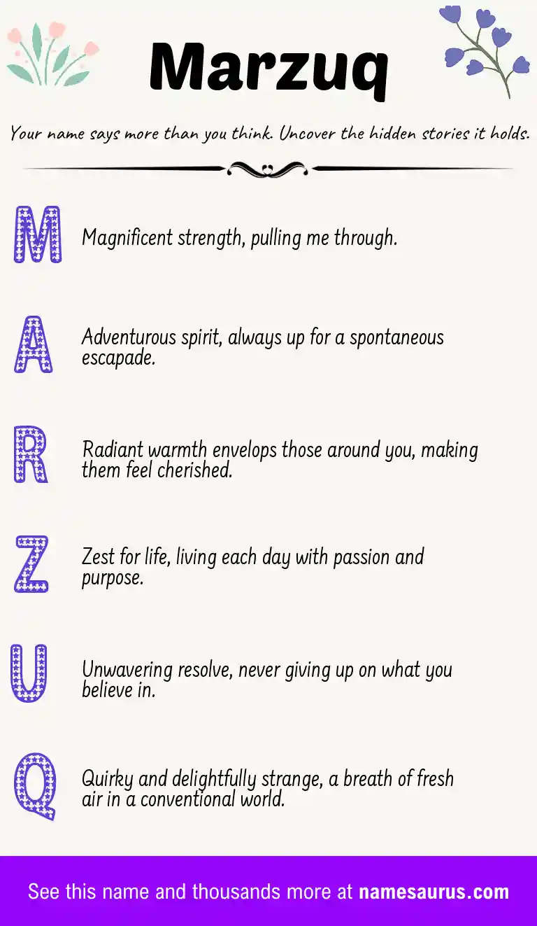 Acrostic poem about Marzuq.