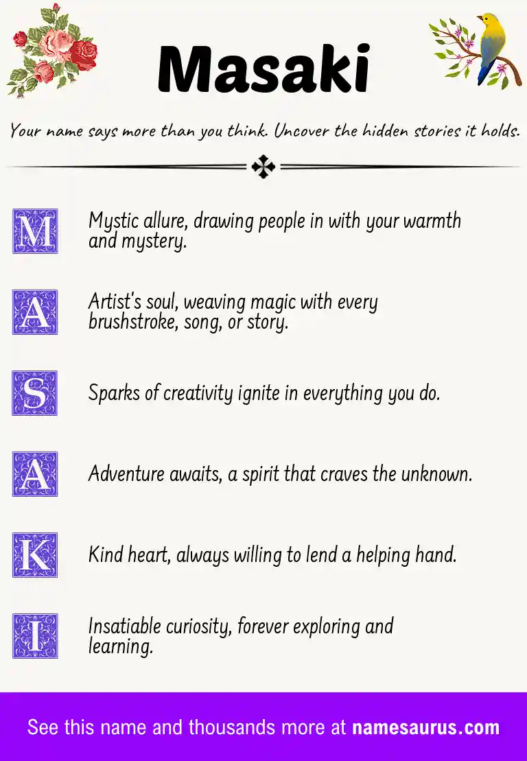 Acrostic poem about Masaki.