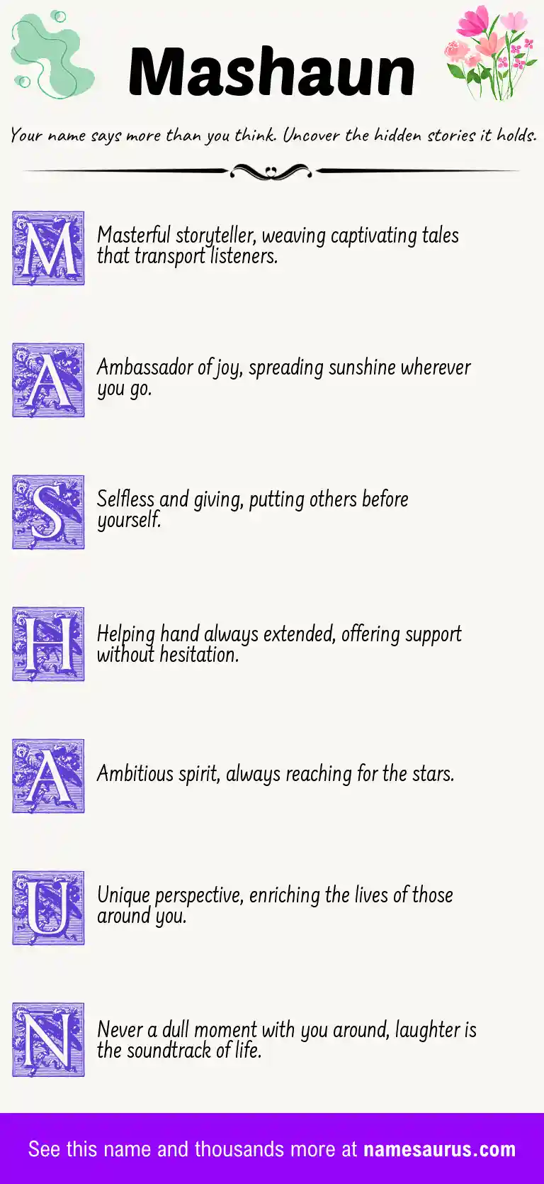 Acrostic poem about Mashaun.