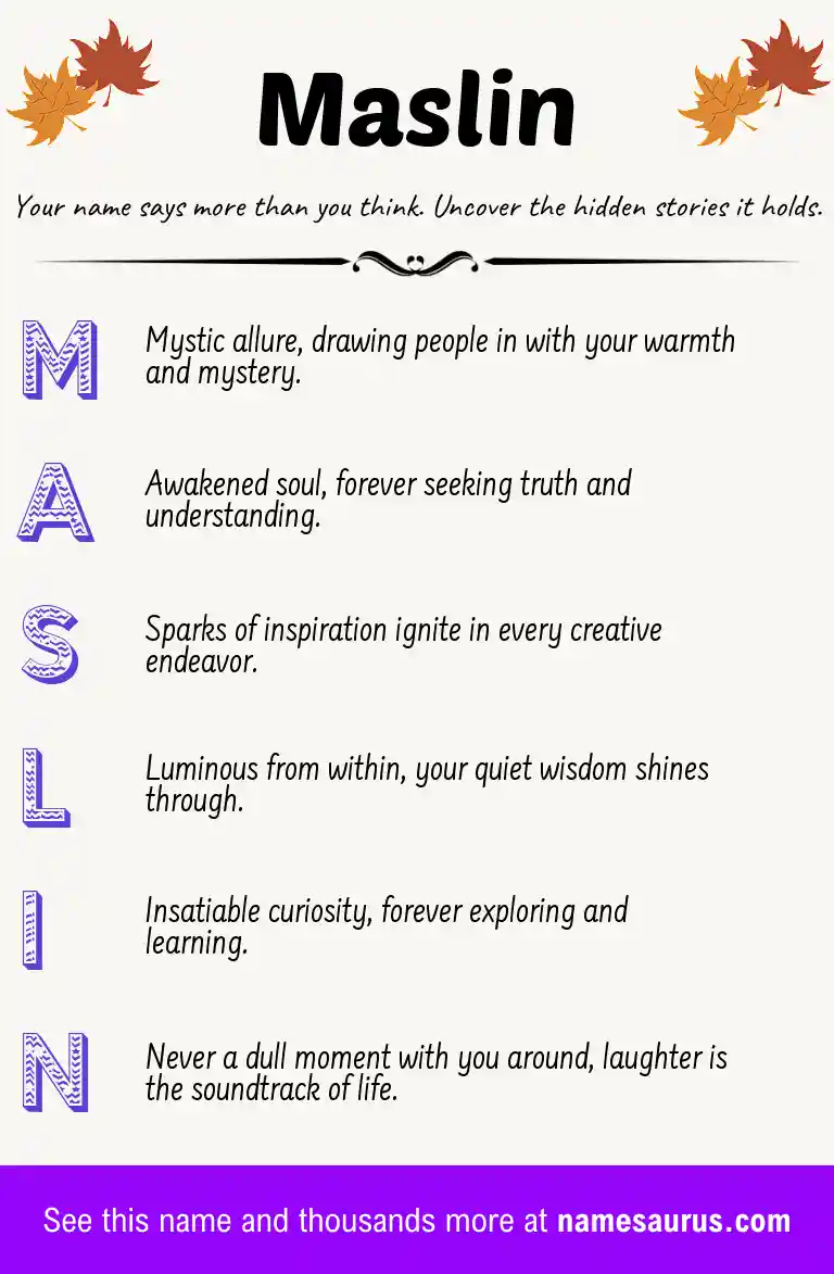 Acrostic poem about Maslin.