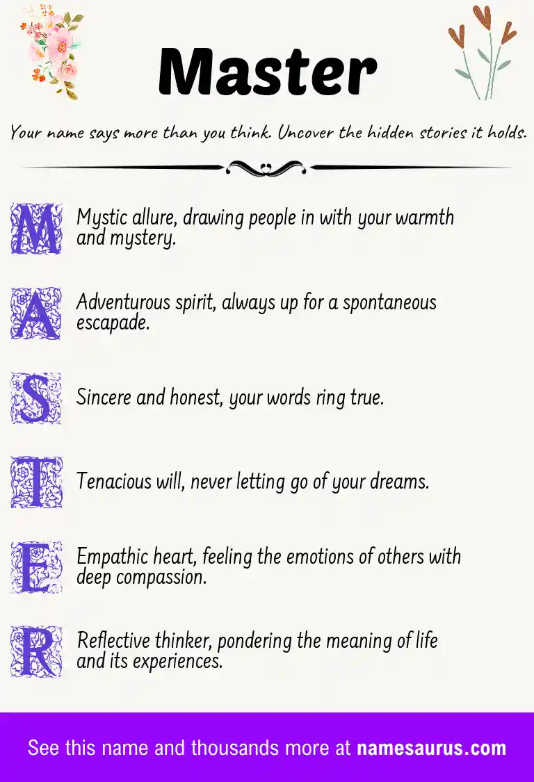 Acrostic poem about Master.