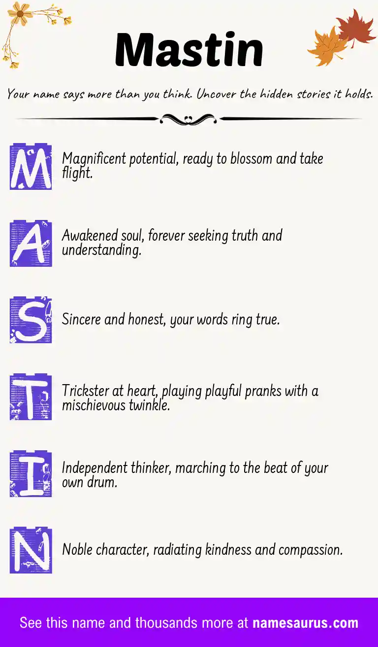 Acrostic poem about Mastin.