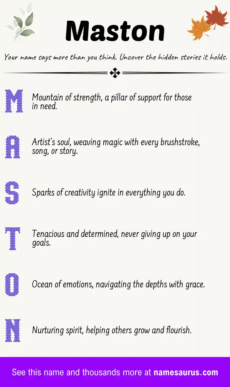 Acrostic poem about Maston.