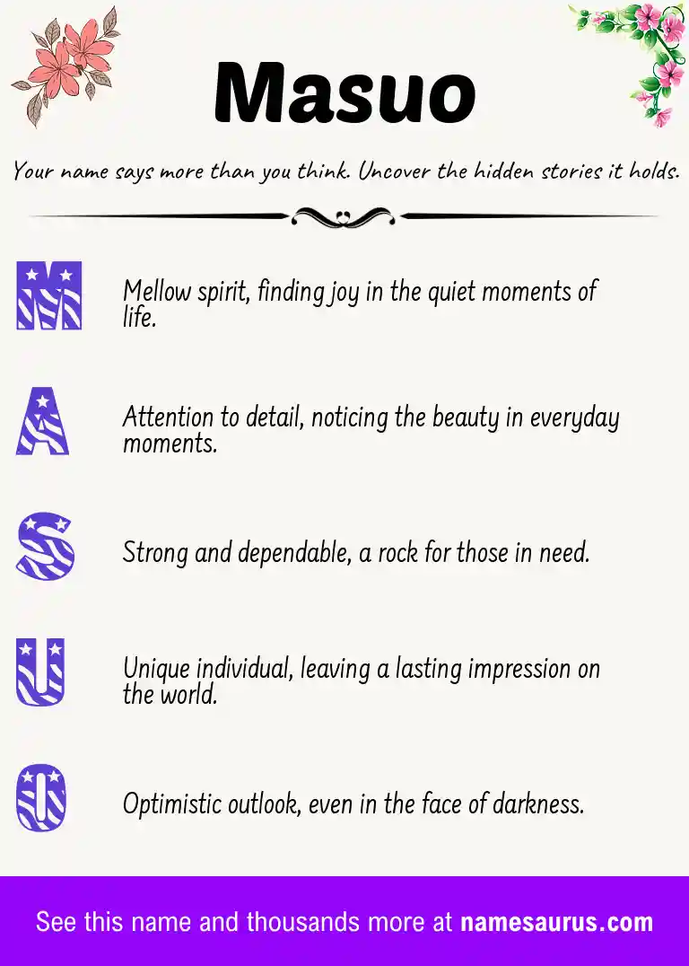 Acrostic poem about Masuo.