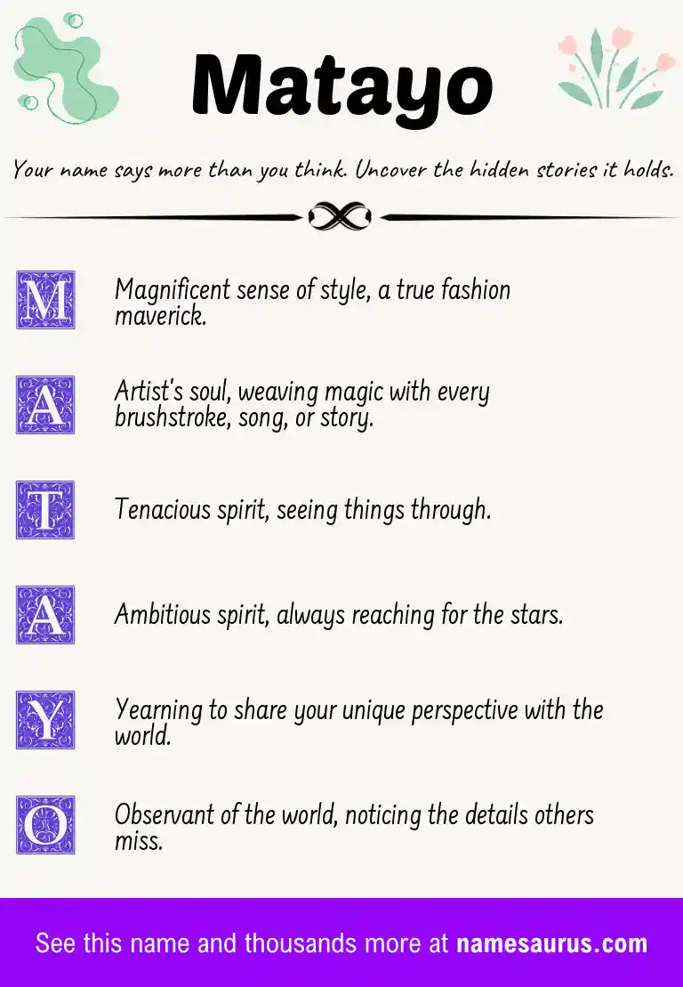 Acrostic poem about Matayo.