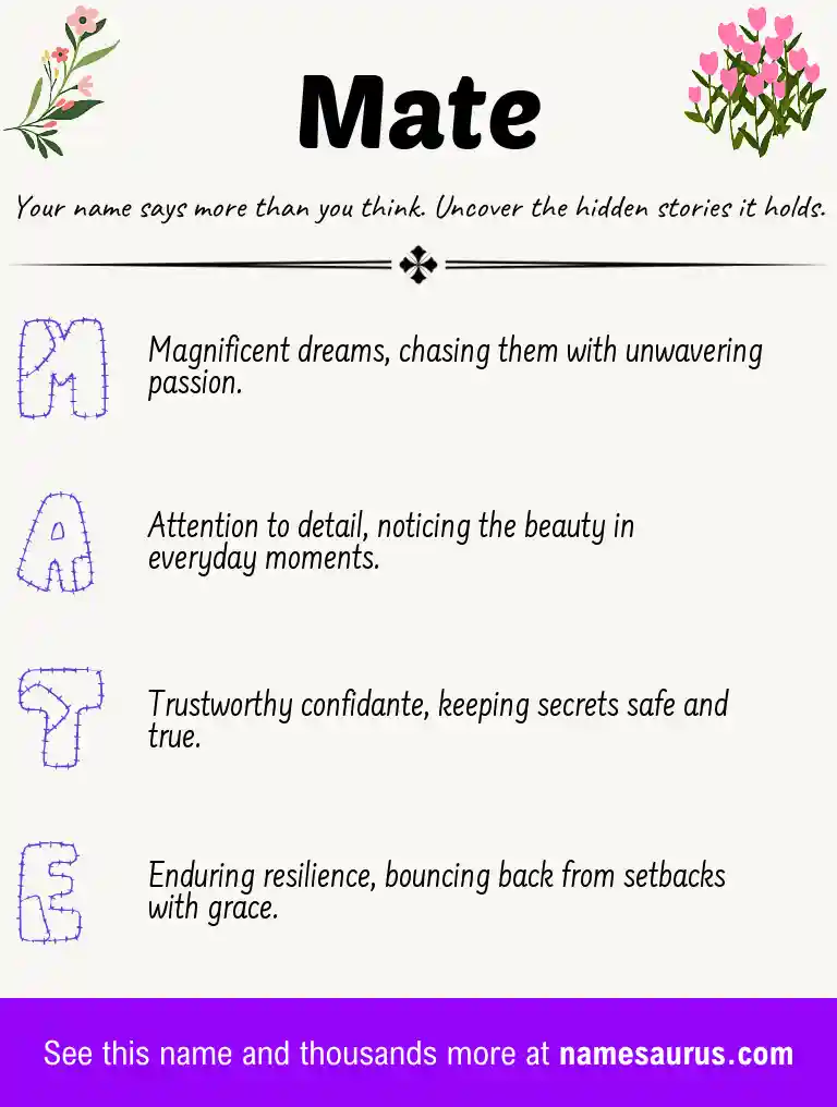 Acrostic poem about Mate.
