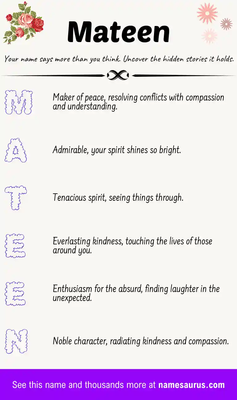 Acrostic poem about Mateen.