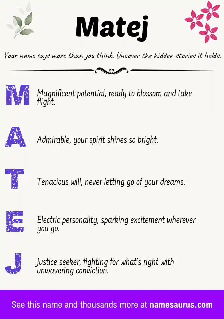 Acrostic poem about Matej.