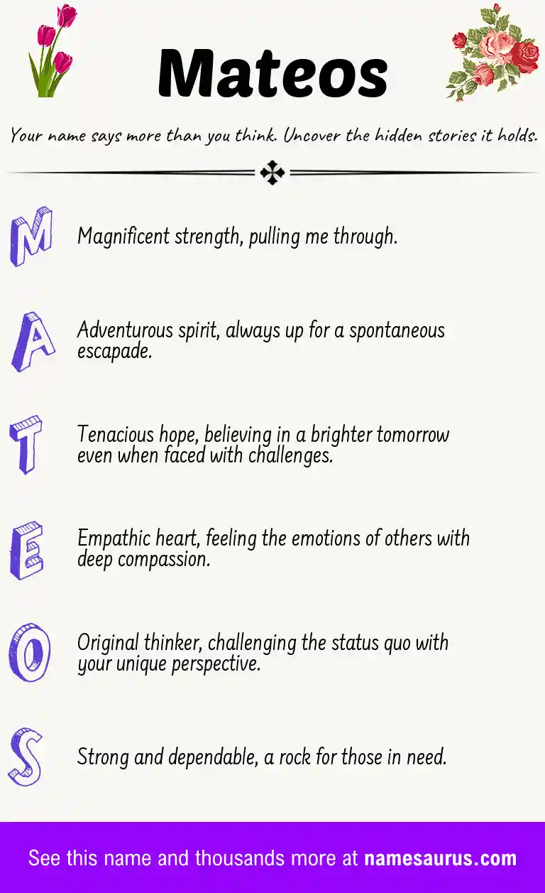 Acrostic poem about Mateos.