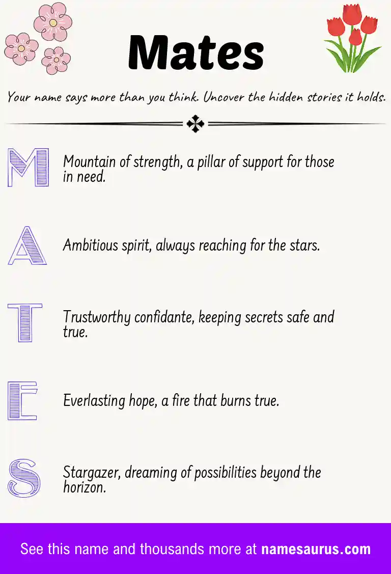 Acrostic poem about Mates.