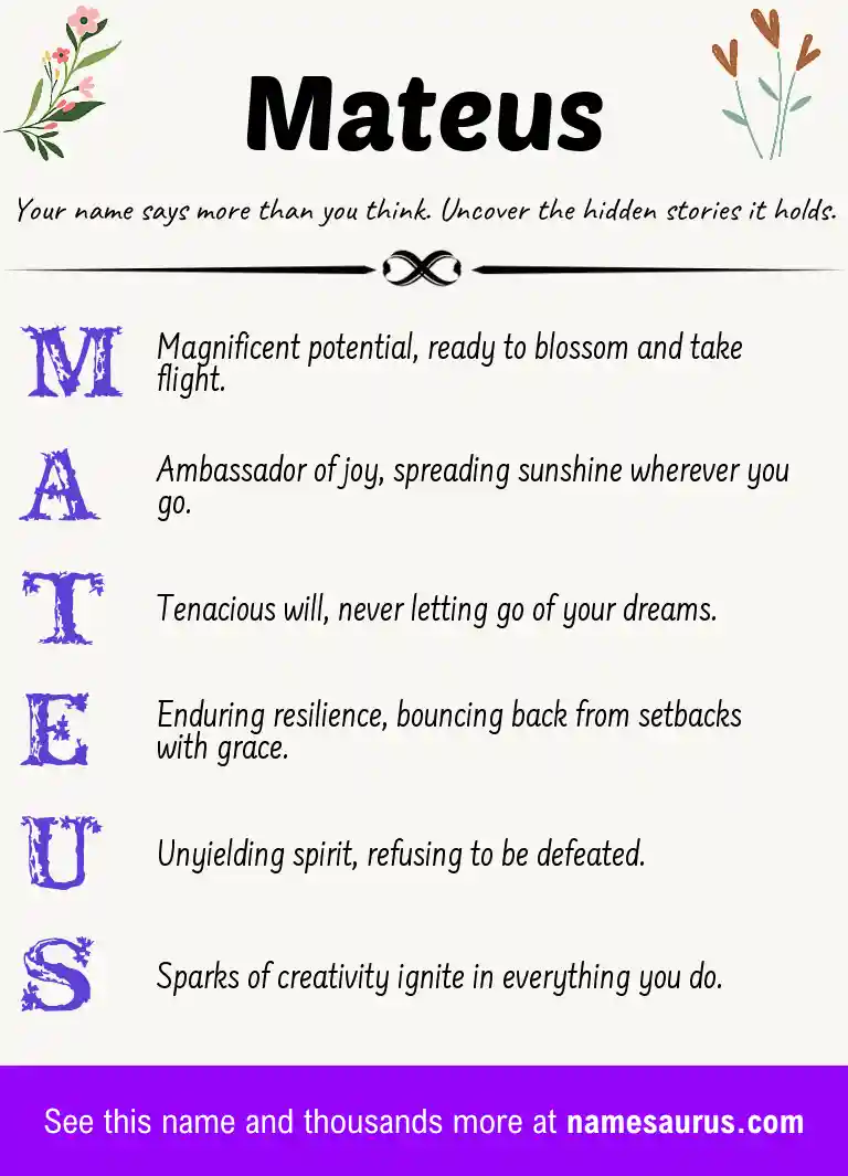 Acrostic poem about Mateus.