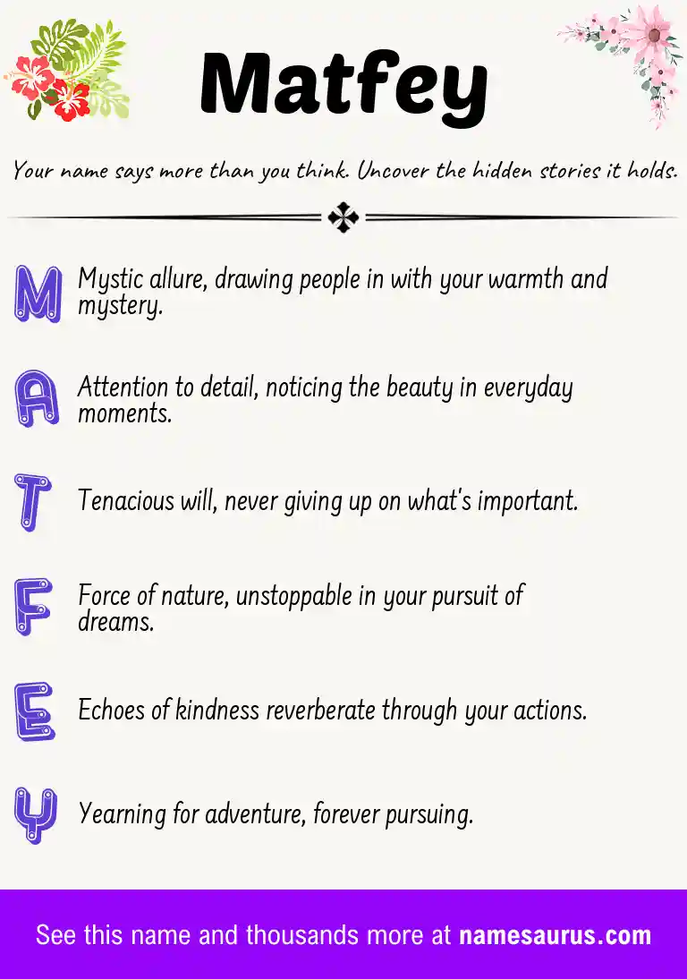 Acrostic poem about Matfey.