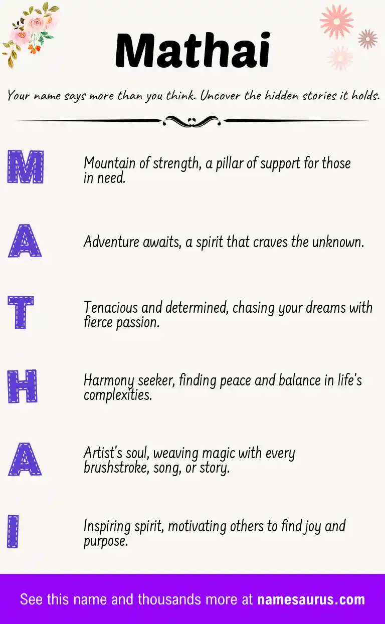 Acrostic poem about Mathai.
