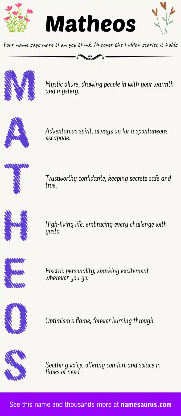 Acrostic poem about Matheos.
