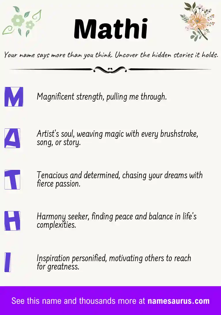 Acrostic poem about Mathi.