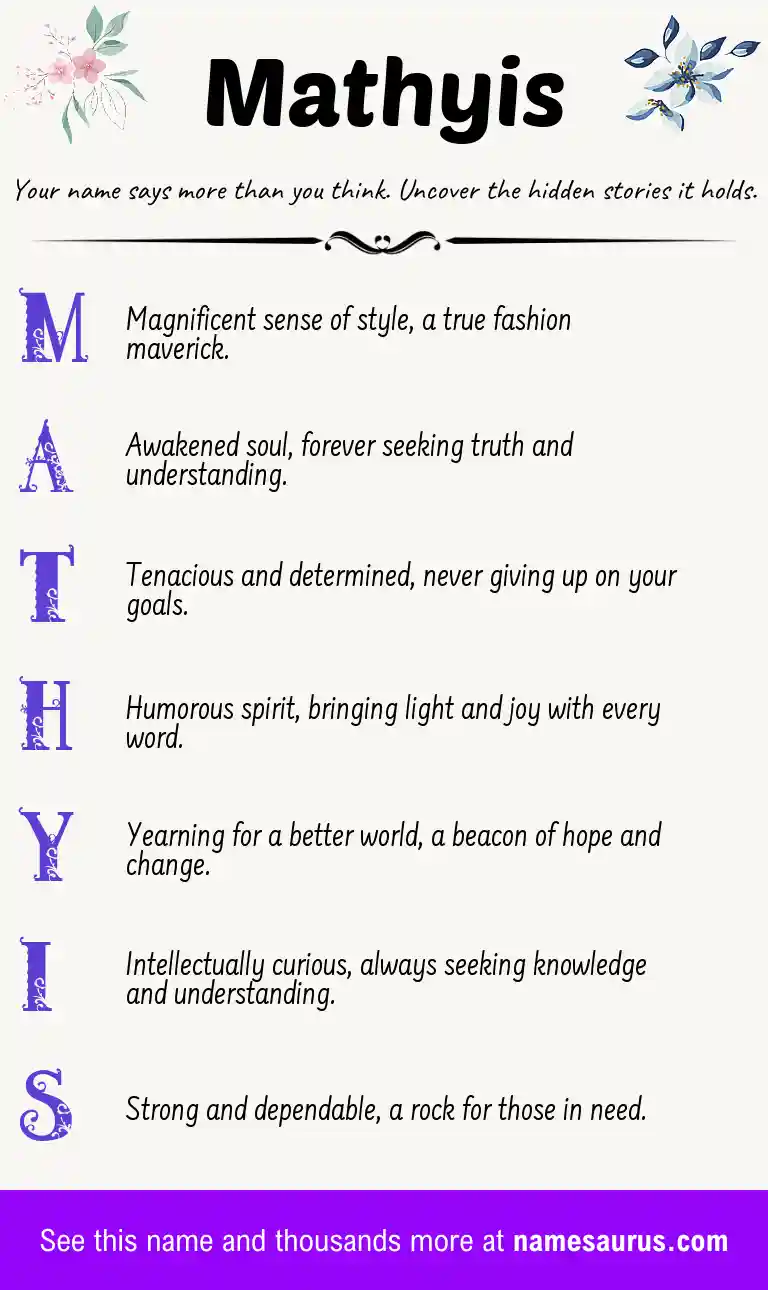Acrostic poem about Mathyis.