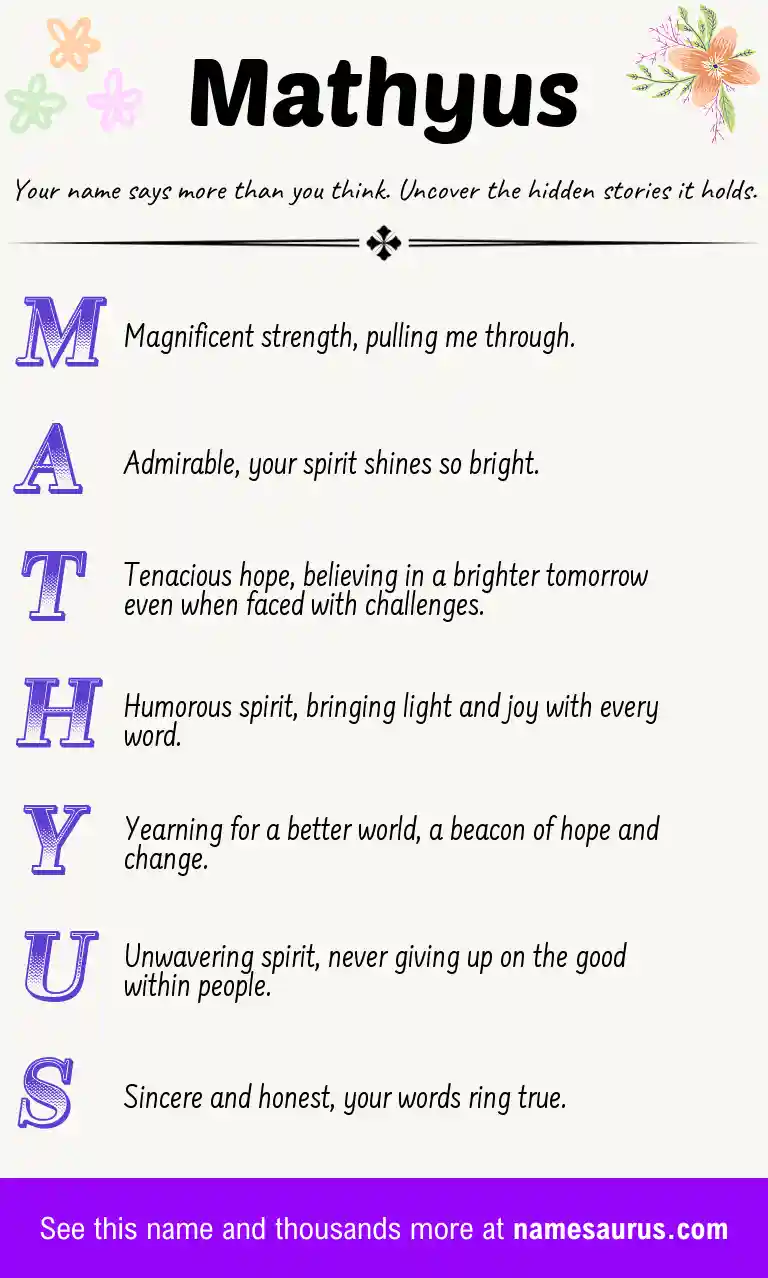 Acrostic poem about Mathyus.
