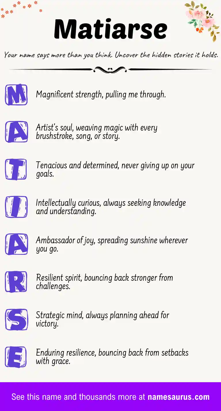 Acrostic poem about Matiarse.