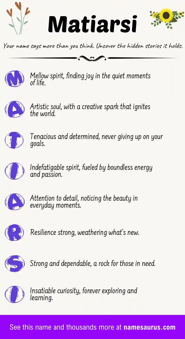Acrostic poem about Matiarsi.