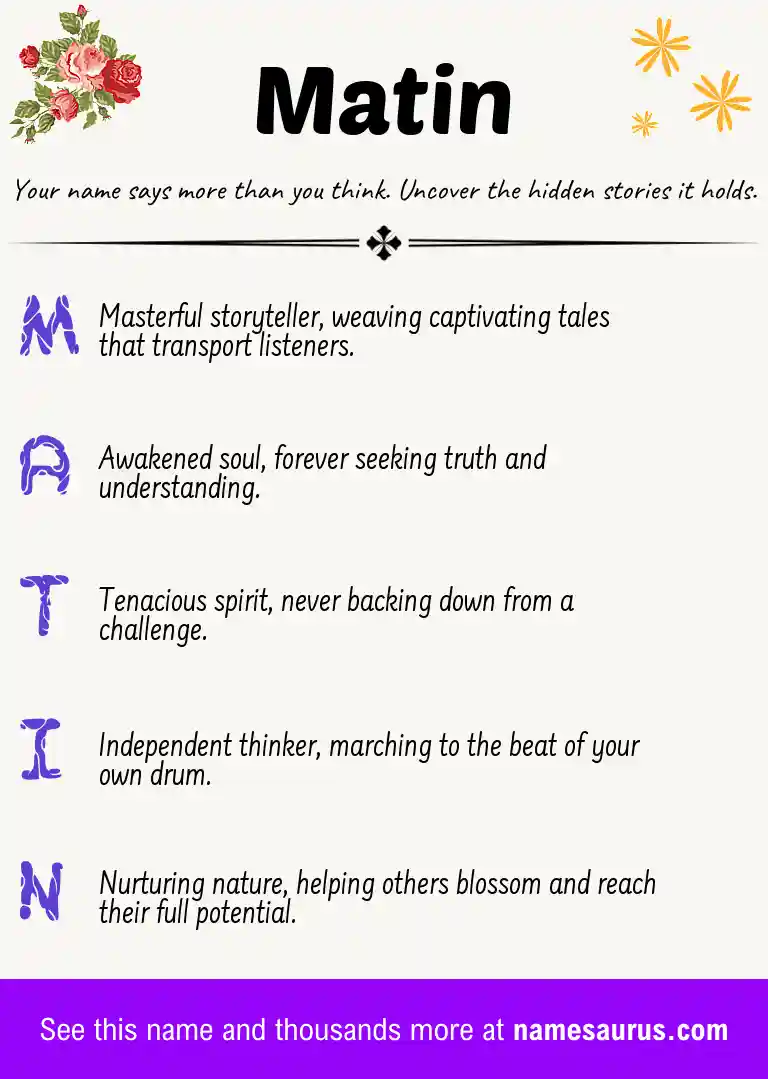 Acrostic poem about Matin.