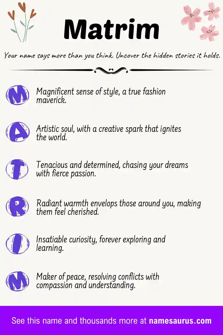 Acrostic poem about Matrim.