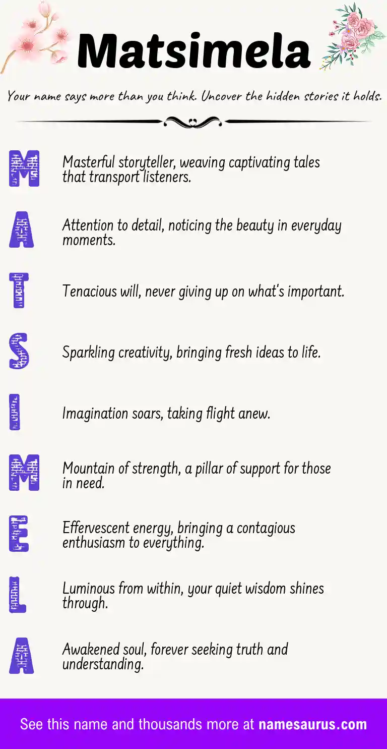 Acrostic poem about Matsimela.