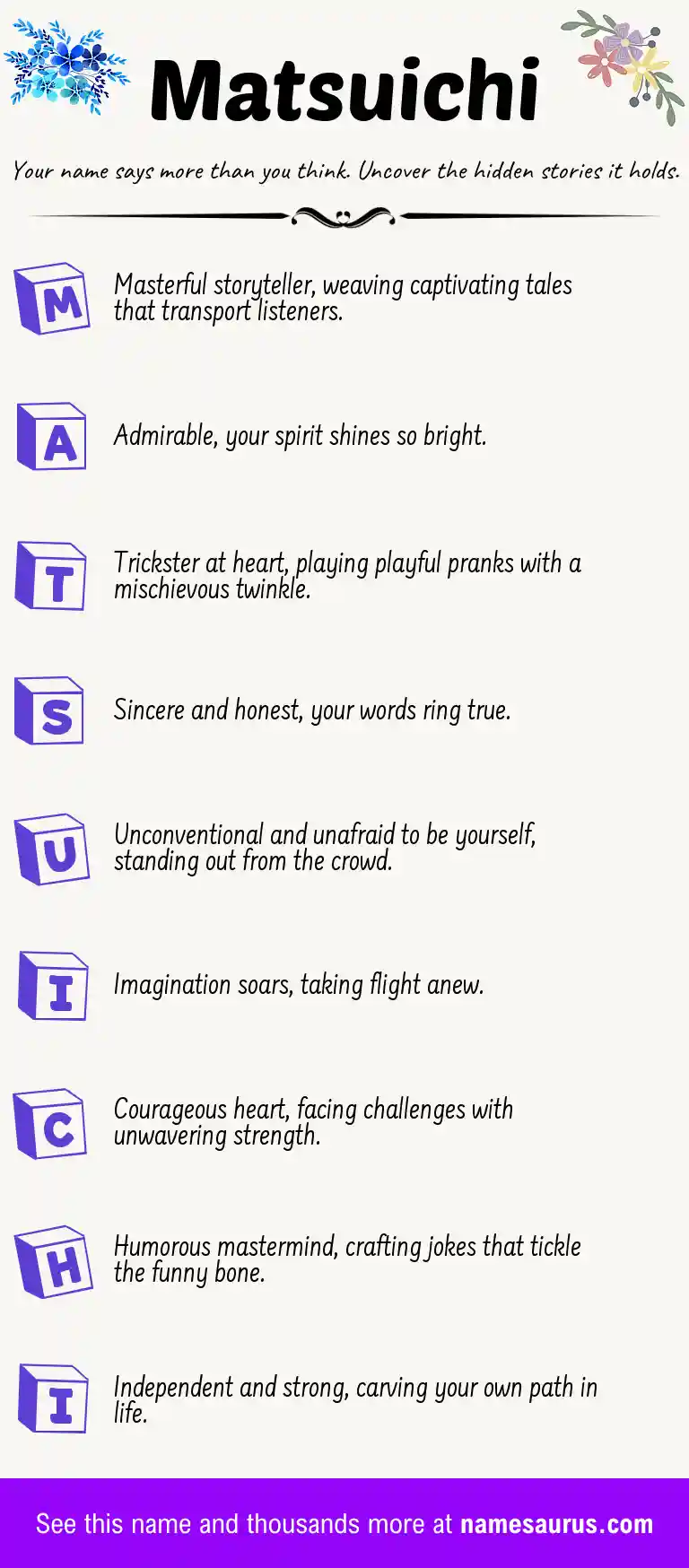Acrostic poem about Matsuichi.