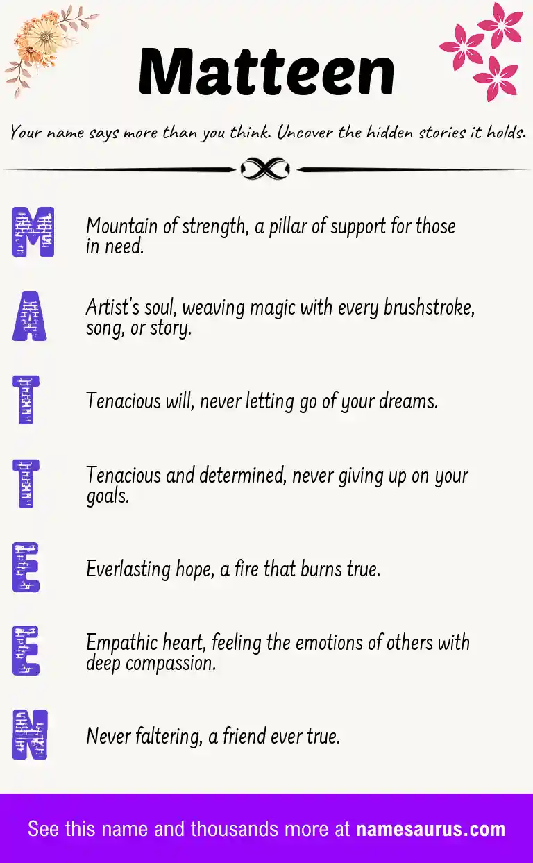Acrostic poem about Matteen.