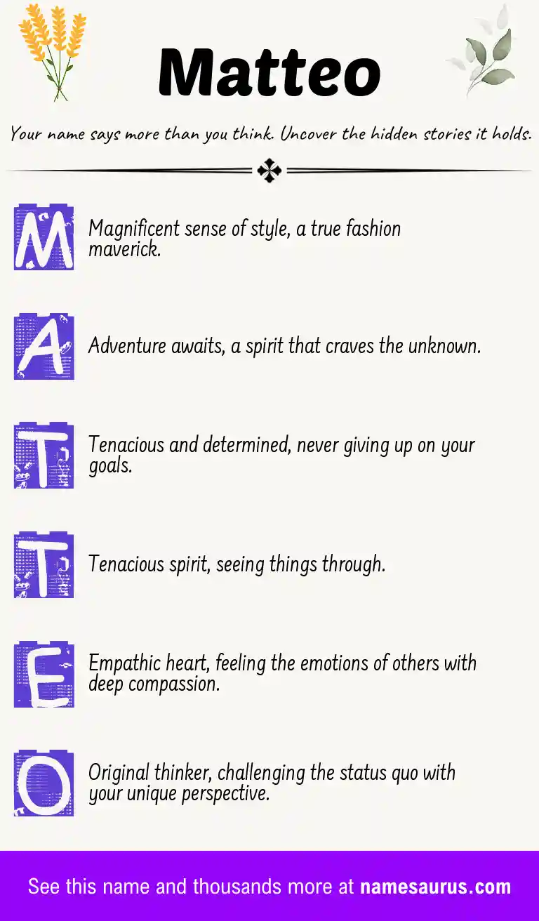 Acrostic poem about Matteo.