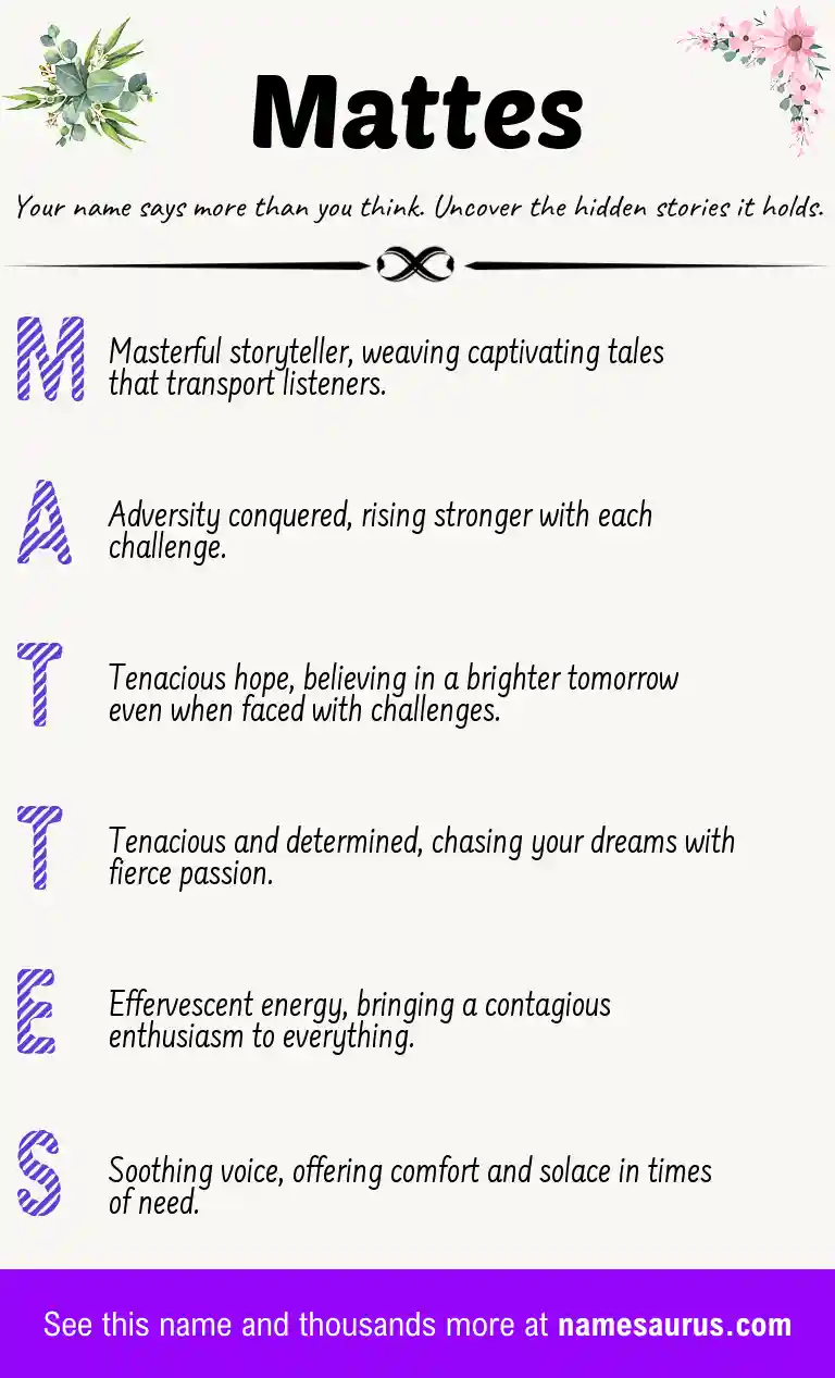 Acrostic poem about Mattes.