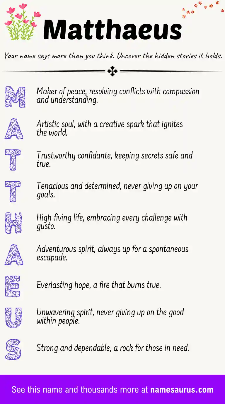 Acrostic poem about Matthaeus.