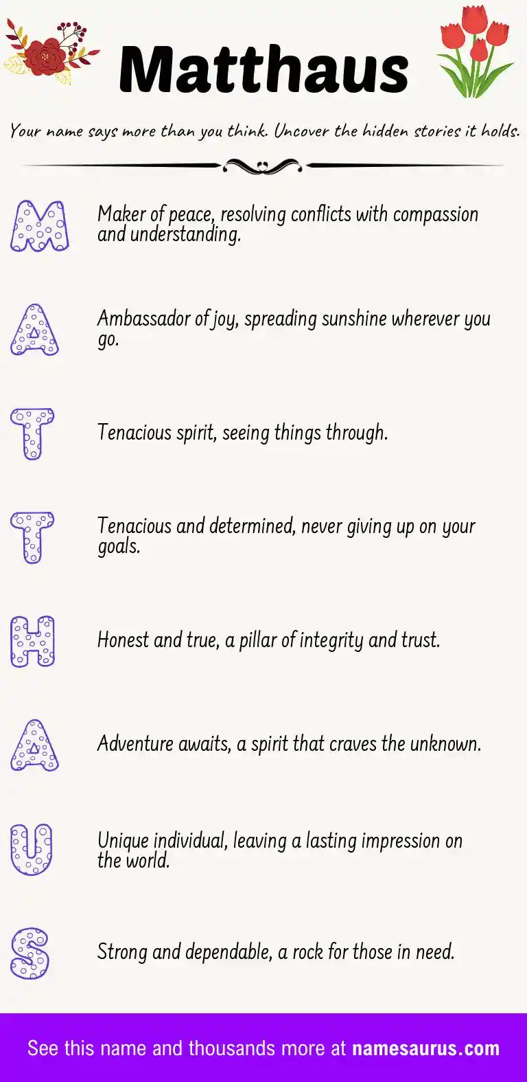 Acrostic poem about Matthaus.