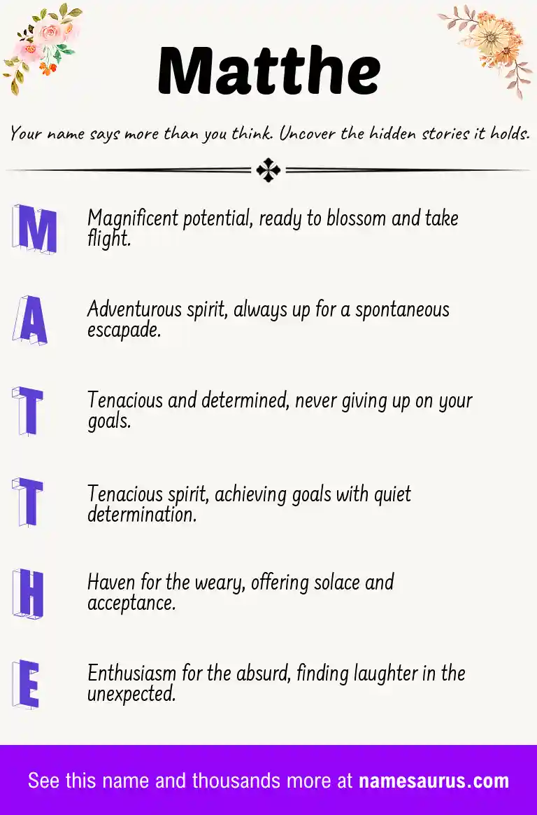 Acrostic poem about Matthe.