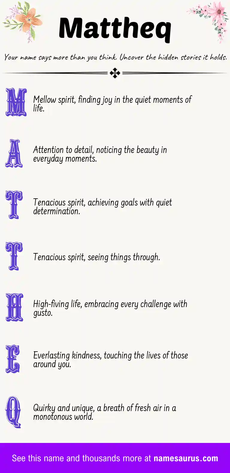 Acrostic poem about Mattheq.