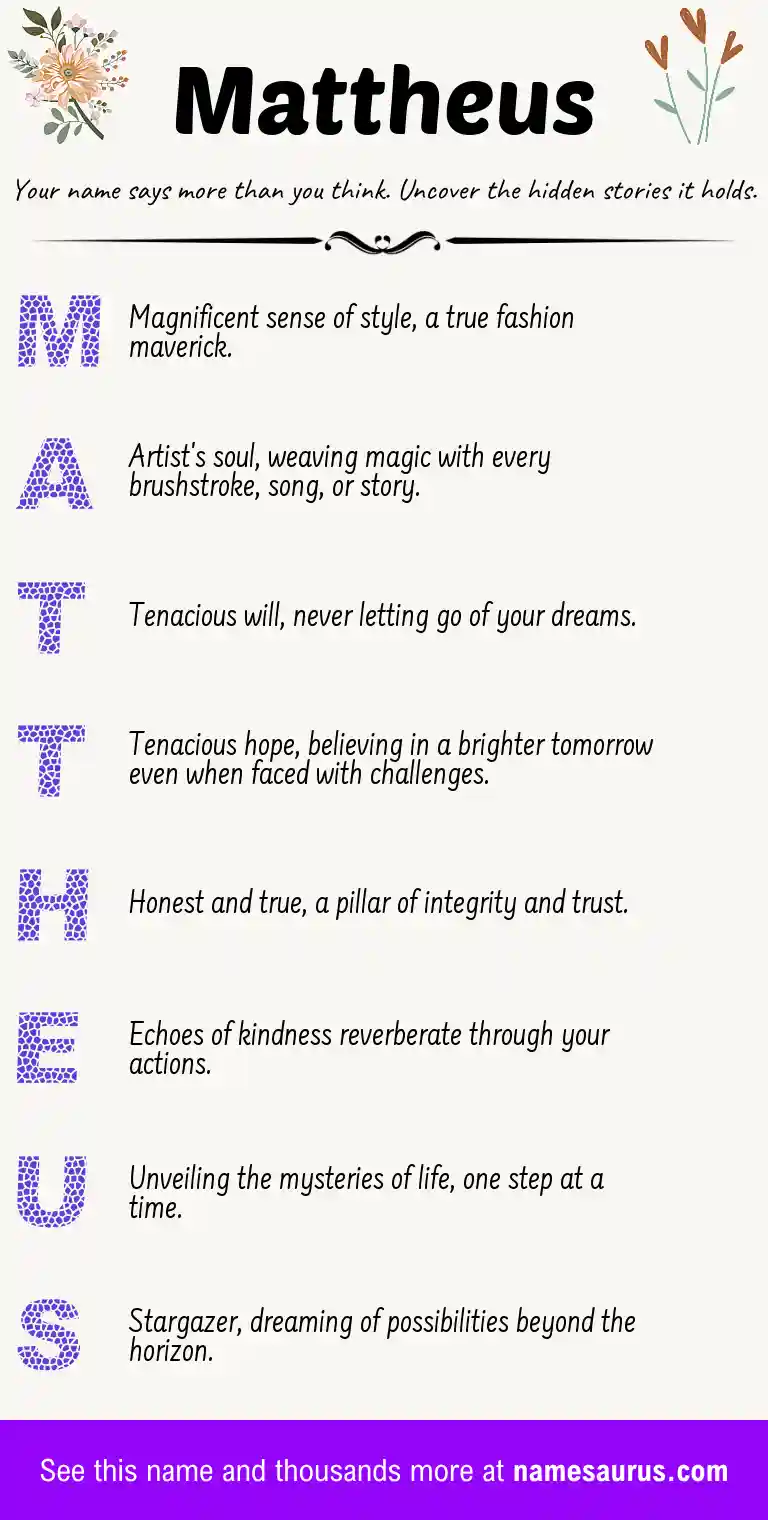 Acrostic poem about Mattheus.