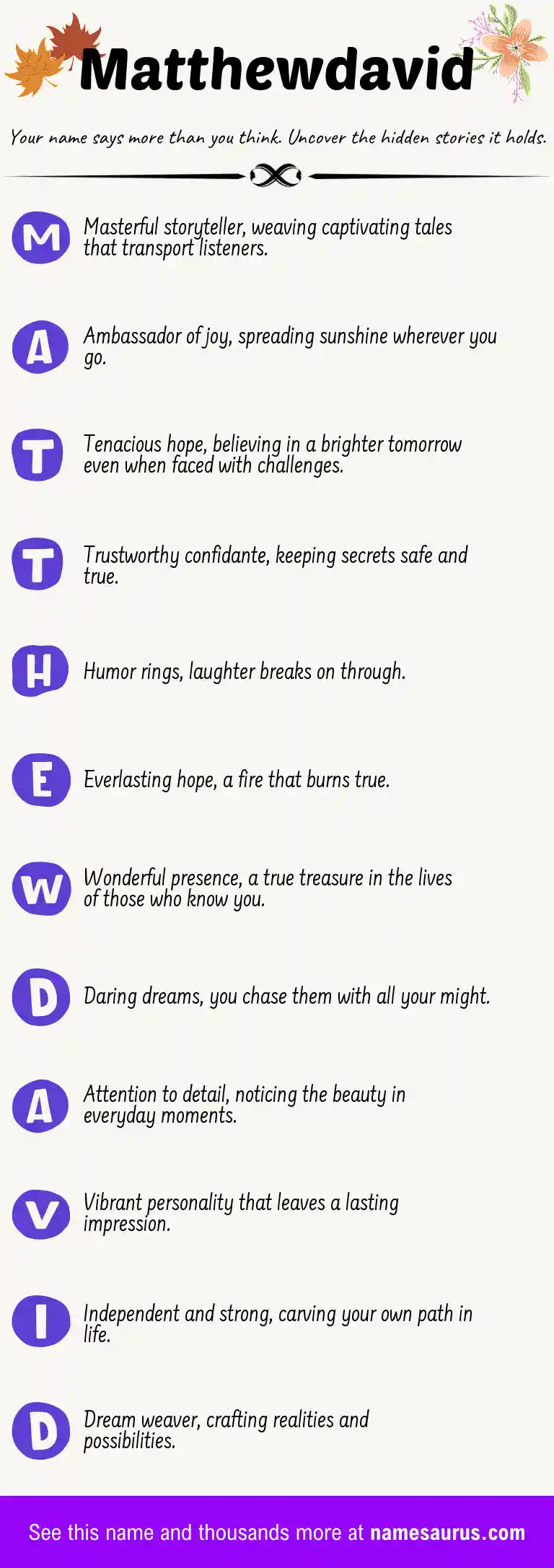 Acrostic poem about Matthewdavid.