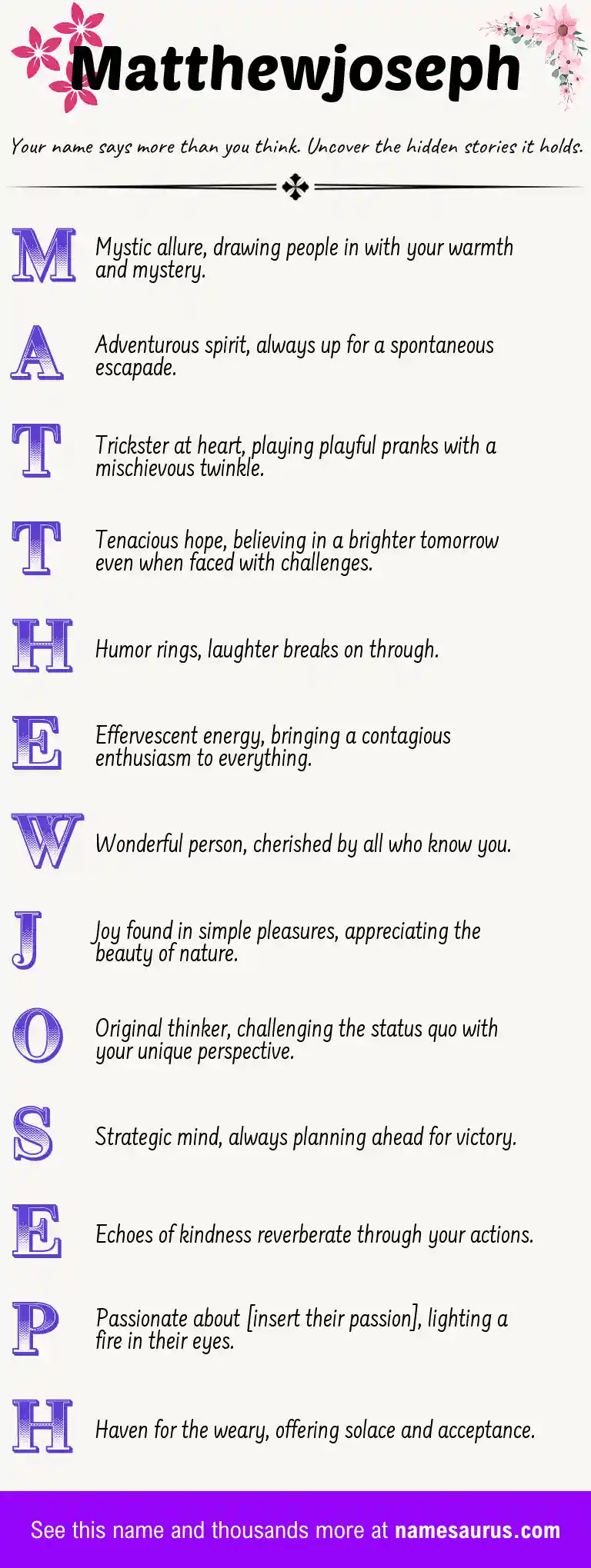 Acrostic poem about Matthewjoseph.