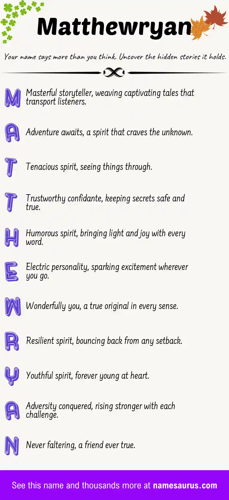Acrostic poem about Matthewryan.
