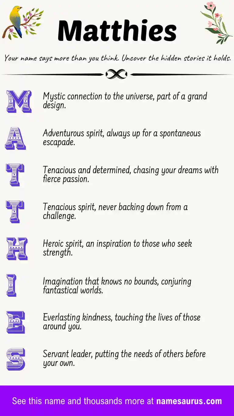 Acrostic poem about Matthies.