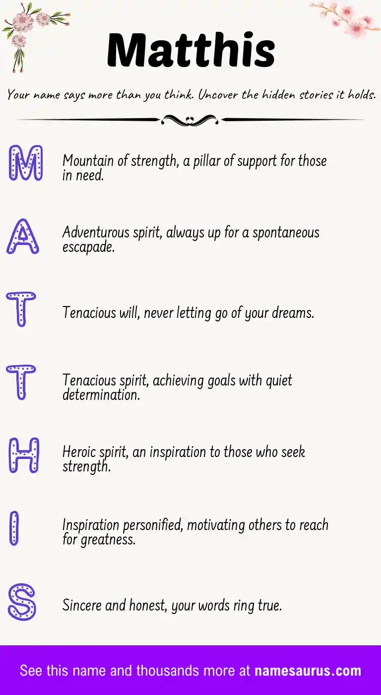 Acrostic poem about Matthis.