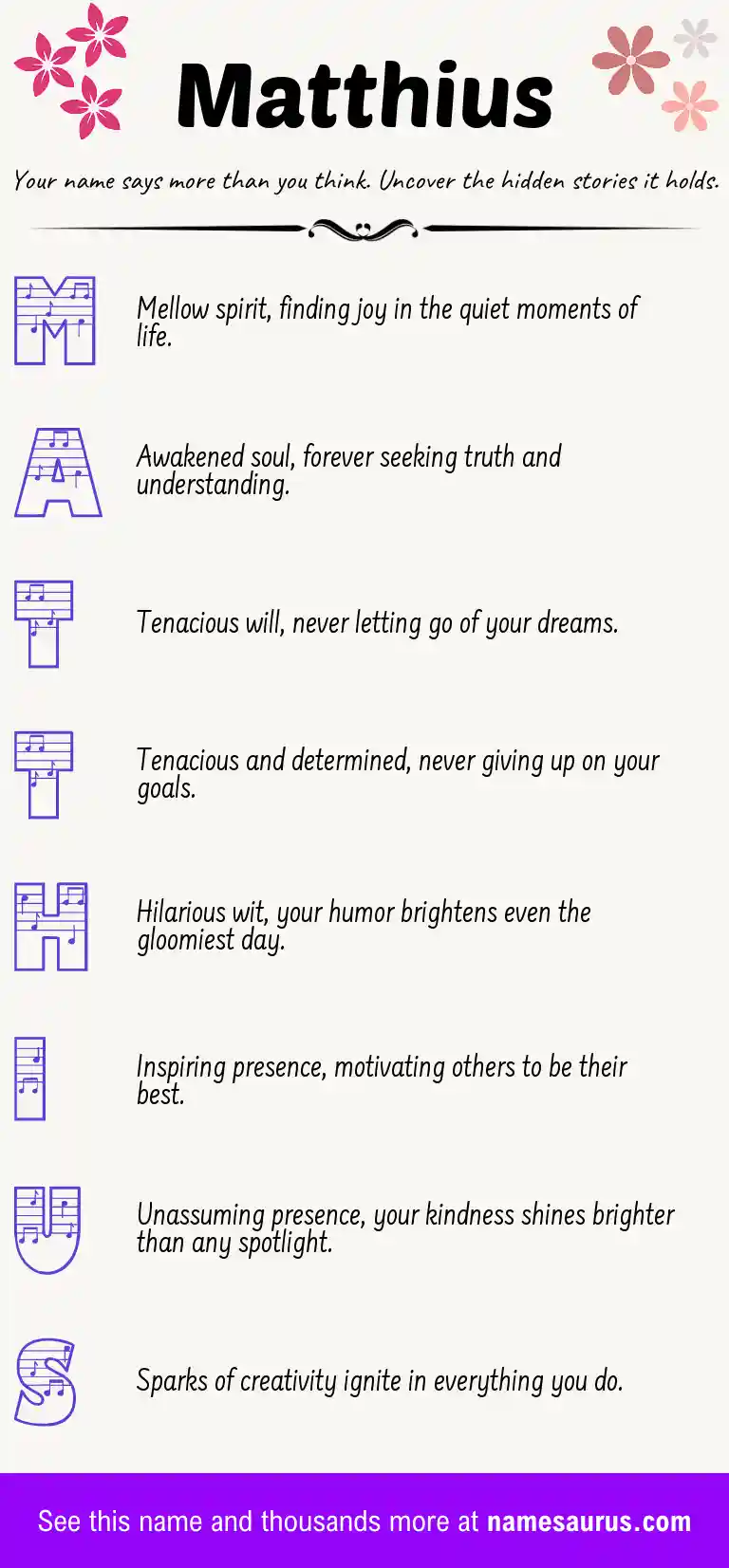 Acrostic poem about Matthius.