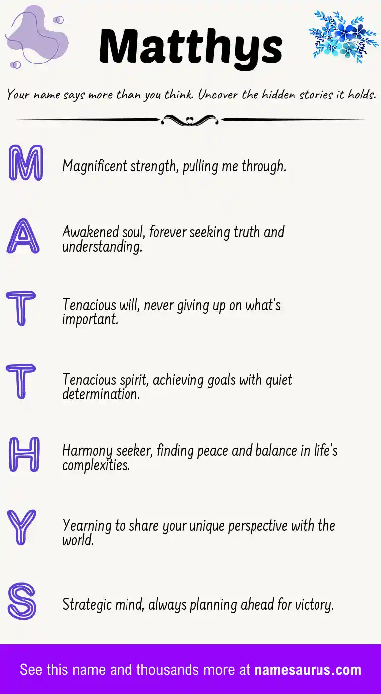 Acrostic poem about Matthys.