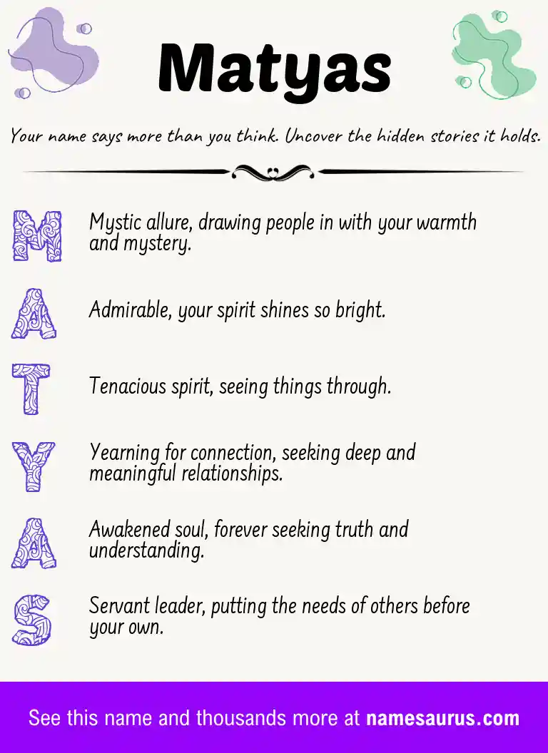 Acrostic poem about Matyas.
